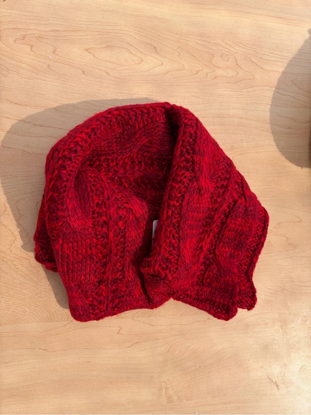Unisex Large warm knitted long winter scarf Red